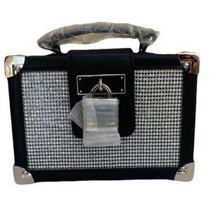 ***NWT***ALDO BOX BAG- BLACK WITH RHINESTONE ACCENT FRONT